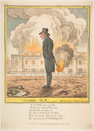 Doradca OP-Obrońca naszych Swobód Teatralnych, 5 grudnia 1809 r. autorstwa James Gillray