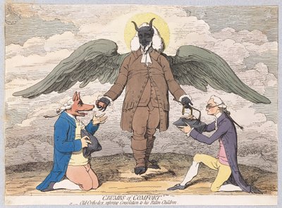 Okruchy Pocieszenia, czyli staroprawosławne przywracanie pocieszenia swoim upadłym dzieciom, wyd. 1782 (grawerowanie ręcznie kolorowane) autorstwa James Gillray