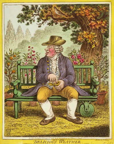 Pyszna pogoda, wydana przez Hannah Humphrey, 1808 autorstwa James Gillray