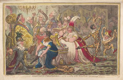 Teatry Dilettanti lub Peep at the Green Room, vide. Pic-Nic-Orgies, wyd. 1803 (ręcznie kolorowane grawerowanie) autorstwa James Gillray