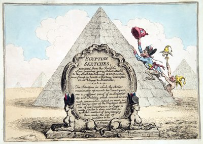 Szkice egipskie, opublikowane przez Hannah Humphrey w 1799 roku (akwaforta ręcznie kolorowana) autorstwa James Gillray