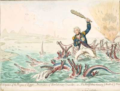 Wytępienie plag egipskich, 1798 autorstwa James Gillray