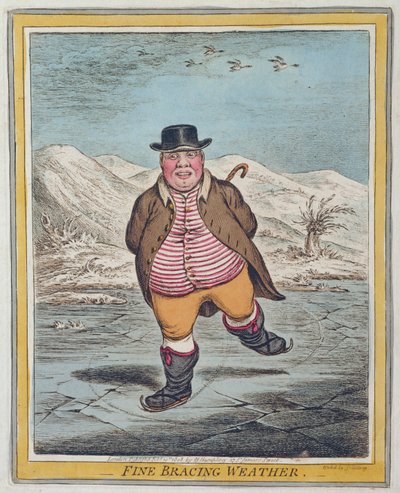 Fine Bracing Weather, opublikowana przez Hannah Humphrey w 1808 r. (akwaforta ręcznie kolorowana) autorstwa James Gillray