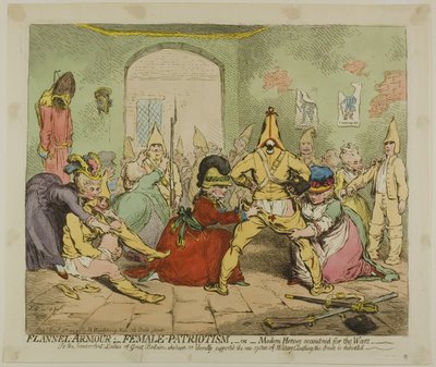 Zbroja flanelowa; Patriotyzm kobiet autorstwa James Gillray