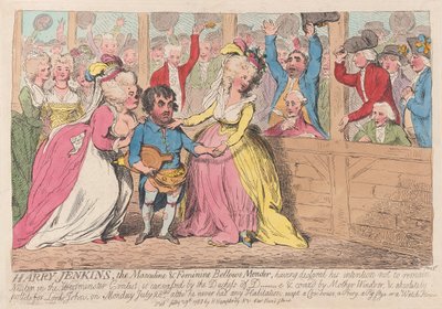 Harry Jenkins, Męski i żeński naprawiacz miechów, wyd. 1788 (grawerowanie ręcznie kolorowane) autorstwa James Gillray