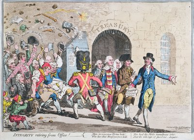 Uczciwość odchodząca na emeryturę, wydana przez Hannah Humphrey w 1801 r. (akwaforta z akwatintą) autorstwa James Gillray
