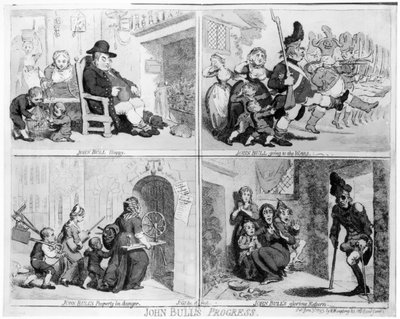Postęp Johna Bulla, wyd. Hannah Humphrey, 1793 (akwaforta) (zdjęcie Bundu) autorstwa James Gillray