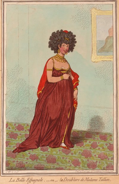La Belle Espagnole lub La Doublure de Madame Tallien, pub 1796 (ręcznie kolorowy grawerunek) autorstwa James Gillray