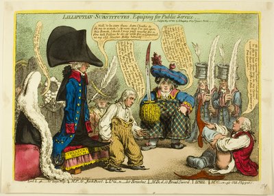 Zastępcy Liliputów, wyposażenie do służby publicznej autorstwa James Gillray