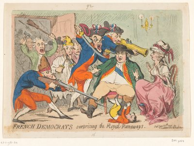 Ludwik XVI i Maria Antonina złapani w locie, 1791 Francuscy demokraci zaskakują Królewskich Uciekinierów autorstwa James Gillray