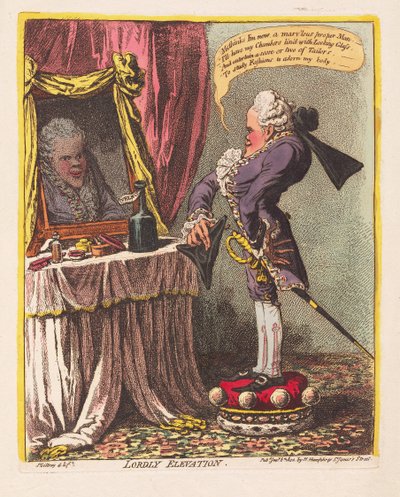 Lordy Elevation, wyd. 1802 (grawerowanie ręcznie kolorowane) autorstwa James Gillray