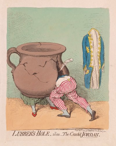 Lubbers Hole, alisa The Crackd Jordan, wyd. 1791 (grawerowanie ręcznie kolorowane) autorstwa James Gillray