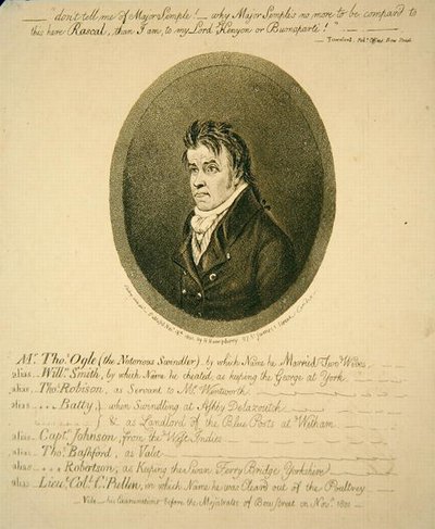 Pan Thomas Ogle, Notorious Swindler, opublikowany przez Hannah Humphrey autorstwa James Gillray