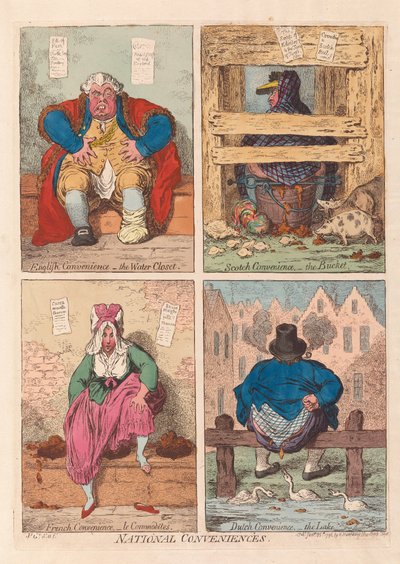 Krajowe Wygody, wyd. 1796 (grawerowanie ręcznie kolorowane) autorstwa James Gillray