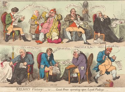 Zwycięstwo Nelsona - albo - Dobre wiadomości oddziałujące na lojalne uczucia autorstwa James Gillray