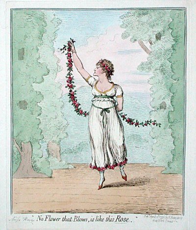 „Żaden kwiat, który wieje jest jak ta róża”, opublikowana przez Hannah Humphrey w 1796 r. (akwaforta ręcznie kolorowana) autorstwa James Gillray