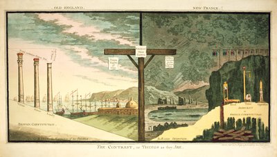Stara Anglia, Nowa Francja, Kontrast, opublikowane przez Hannah Humphrey, 1796 autorstwa James Gillray