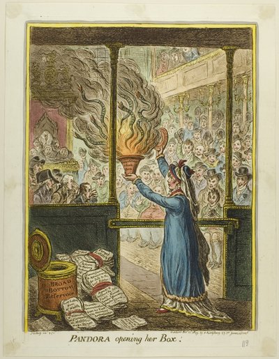 Pandora otwiera swoją puszkę autorstwa James Gillray
