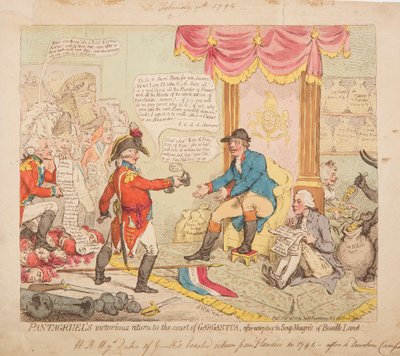 Zwycięski powrót Pantagruela na dwór Gargantua autorstwa James Gillray