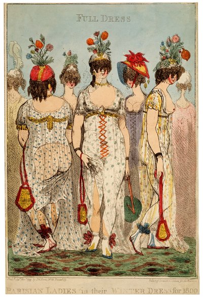 Paryskie damy w pełnych zimowych strojach na rok 1800, 1799. autorstwa James Gillray