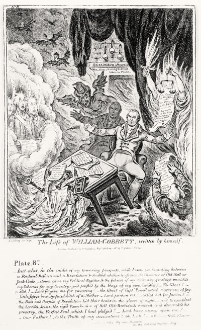 Tablica 8, z The Life of William Cobbett, napisane przez niego samego, wyd. przez H. Humphreya, 1809 autorstwa James Gillray
