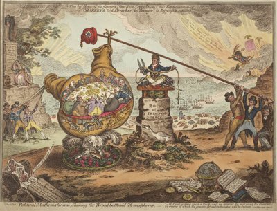 Matematycy polityczni wstrząsający półkulami o szerokich podstawach autorstwa James Gillray