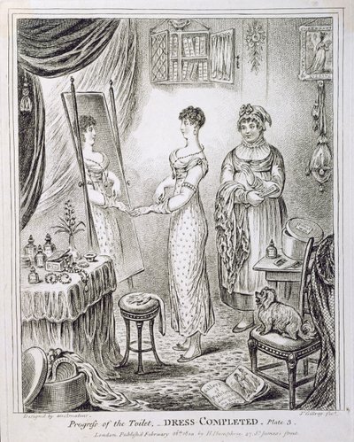 Progress of the Toilet lub Dress Completed, wydana przez Hannah Humphrey w 1810 r. autorstwa James Gillray