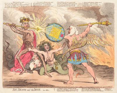 Grzech, śmierć i diabeł, vide Milton autorstwa James Gillray