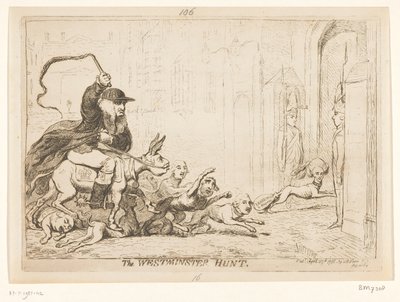 Karykatura o Warren Hastings, 1788 Polowanie na Westminster (tytuł na obiekcie) autorstwa James Gillray