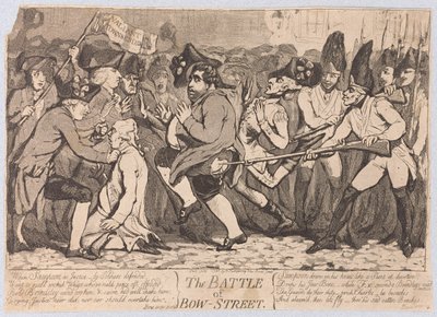 Bitwa pod Bow-Street, wyd. 1788 autorstwa James Gillray