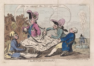Dywizje holenderskie, wyd. 1787 (ręcznie kolorowane grawerowanie) autorstwa James Gillray