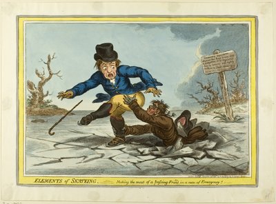 The Elements of Skating: Jak najlepiej wykorzystać przejeżdżającego przyjaciela autorstwa James Gillray