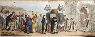 The Funeral Procession of Broad-Bottom, wydana przez Hannah Humphrey w 1807 r. (akwaforta ręcznie kolorowana) autorstwa James Gillray