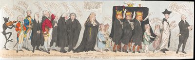 Kondukt pogrzebowy Miss Regency, wyd. 1789 (grawerowanie ręcznie kolorowane) autorstwa James Gillray