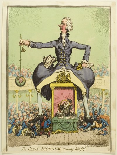 Gigantyczne Factotum bawi się sam autorstwa James Gillray