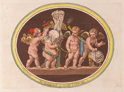 Wesele Kupidyna i Psyche, wyd. 1797 (grawerowanie ręcznie kolorowane) autorstwa James Gillray