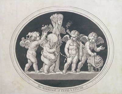 Wesele Kupidyna i Psyche, wydane przez Hannah Humphrey w 1797 r. autorstwa James Gillray