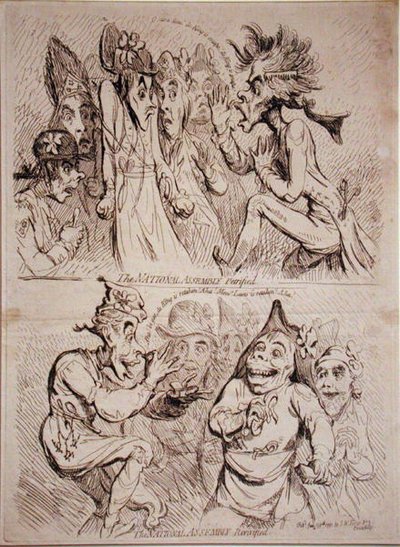 Skamieniałe Zgromadzenie Narodowe i Ożywione Zgromadzenie Narodowe, opublikowane przez S.W. Fores w 1791 (akwaforta) autorstwa James Gillray