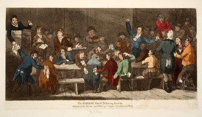 The ROBBING Hood Debating Society, pub S. Tipper, 1 stycznia 1809 (rycina ręcznie kolorowana) autorstwa James Gillray