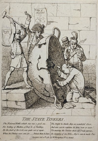 The State Tinkers, wydane przez Williama Humphreya w 1780 r. autorstwa James Gillray