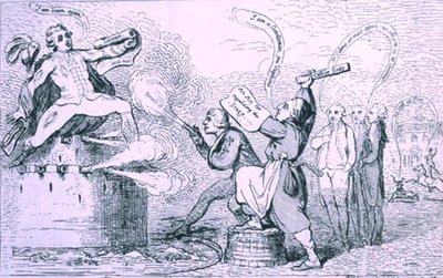 Wojna teatralna, wyd. S.W. Fores w 1787 (akwaforta) autorstwa James Gillray