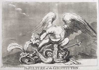 Sęp Konstytucji, opublikowany przez Hannah Humphrey w 1789 r. autorstwa James Gillray