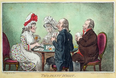 Two-Penny Whist, wydany przez Hannah Humphrey w 1796 roku (akwaforta, rycina, akwatinta i wc na papierze) autorstwa James Gillray