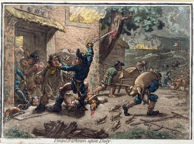United Irishmen Upon Duty, opublikowane przez Hannah Humphrey w 1798 r. autorstwa James Gillray