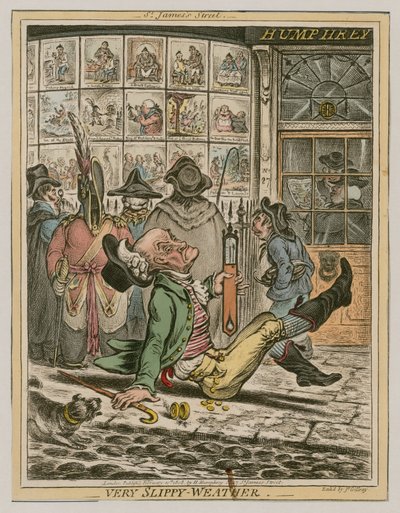 Bardzo śliska pogoda autorstwa James Gillray