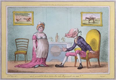 „i czy nie zwróciłbyś na mnie podłej hańby” wydanej przez Hannah Humphrey w 1807 r. (akwaforta ręcznie kolorowana) autorstwa James Gillray