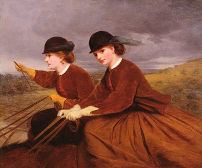 On the Downs — dwie panie w siodle bocznym autorstwa James Hayllar