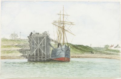 Doki Alberta Edwarda. The S.S. Willkarnman (akwarela, bodycolor i ołówek na papierze) autorstwa James Henry Cleet