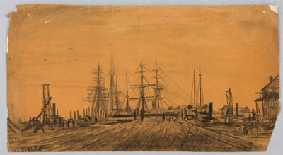 Stocznia i molo autorstwa James Henry Moser