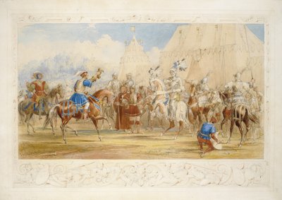 Wyzwanie, 1841 (ołówek, wc i kolor ciała na papierze) autorstwa James Henry Nixon